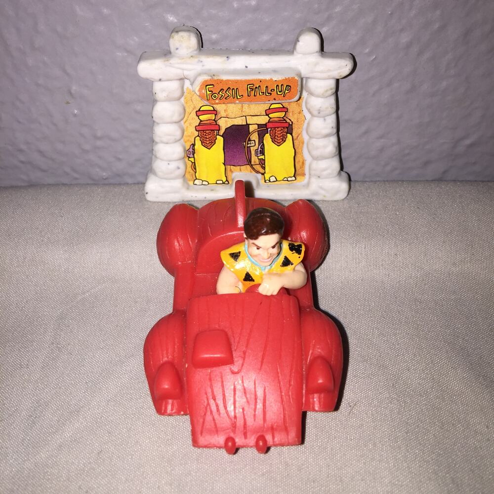 FF Toy McDonald's The Flintstones Fred Flintstone Driving Red Car Fossil Fill-up